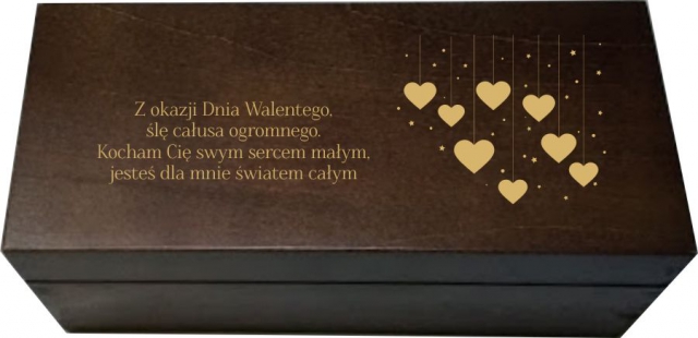 Prezent z okazji Walentynek - herbatki z drewnianym pudełku